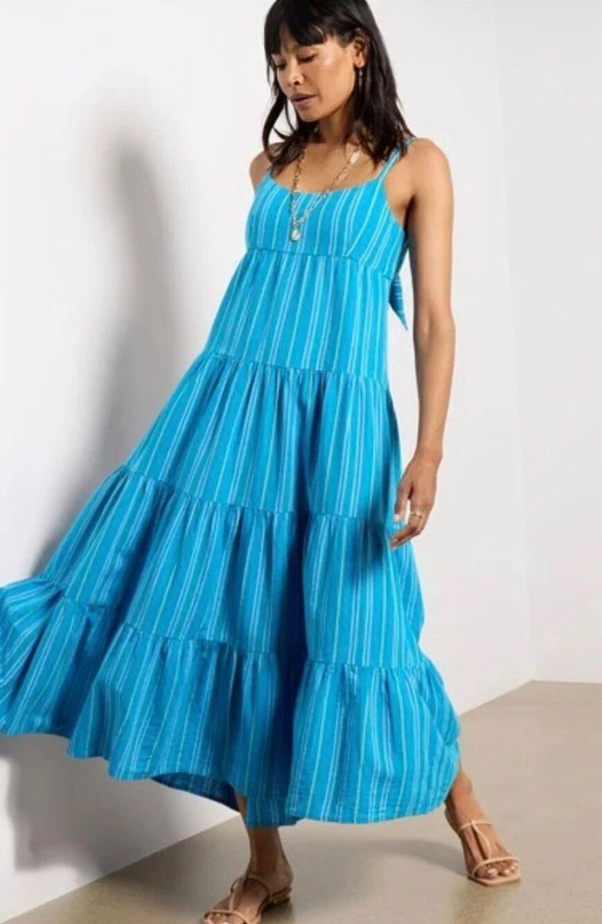 Xirena Hazel Cotton Midi Dress in Castaway Blue NWT Size Large
